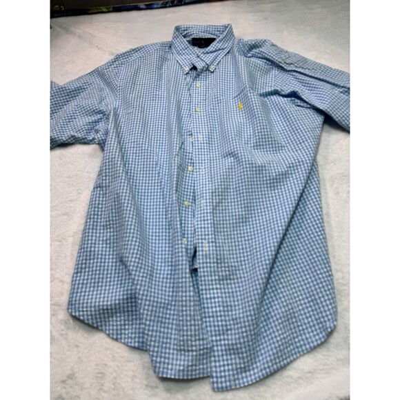 Polo Ralph Lauren Button Shirt Men's Xl Blue Checkered Short Sleeve Classic Fit - Picture 1 of 8